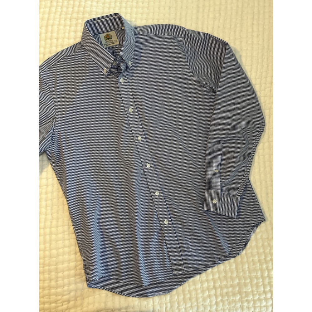 Bernard Weatherill of Savile Row Shirt London Dress Shirt Size M Blue Check